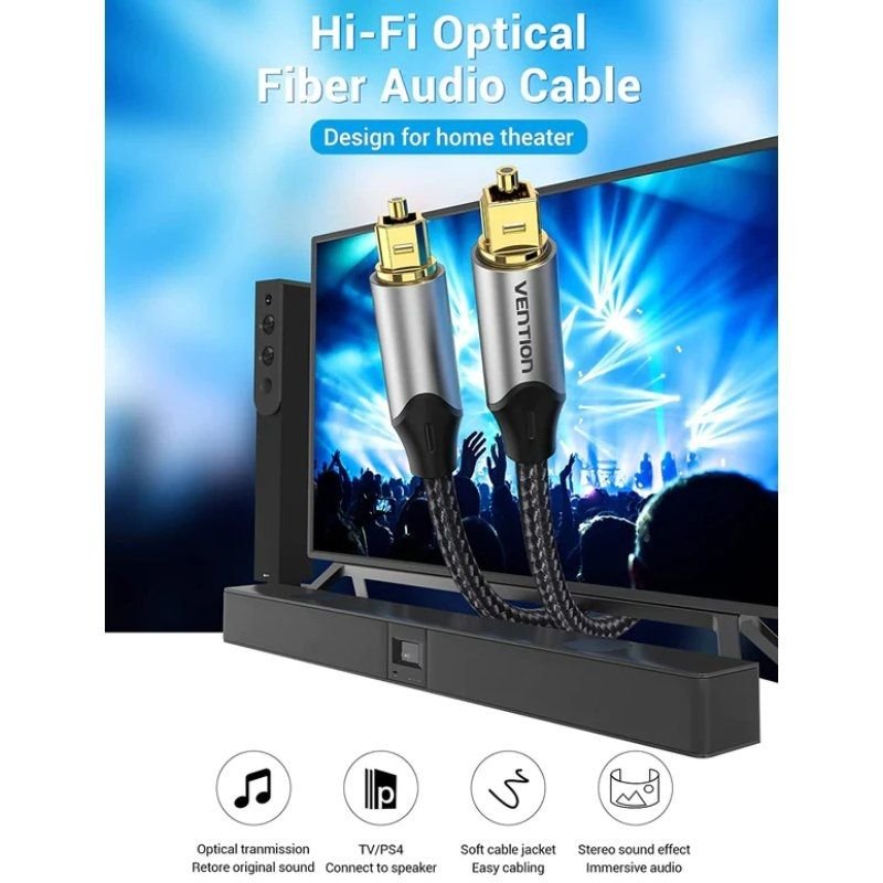 Cable de Audio de Fibra óptica Vention BAVHG/ 1.5m/ Gris - изображение 3