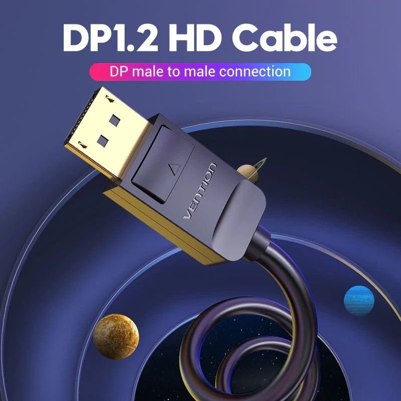 Cable DisplayPort 1.2 4K Vention HACBH/ DisplayPort Macho - DisplayPort Macho/ 2m/ Negro - изображение 2