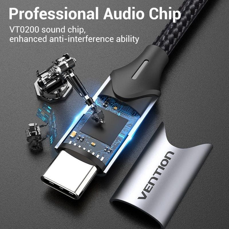Cable Conversor USB Tipo-C Vention BGPHY/ USB Tipo-C Macho - 2x Jack 3.5 Hembra/ 30cm/ Gris - изображение 5