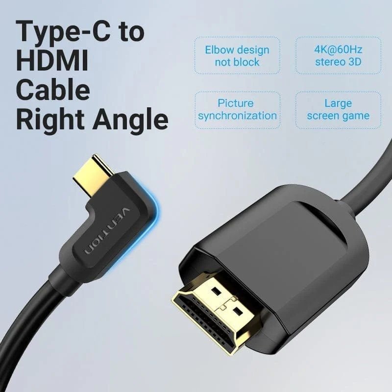 Cable Conversor HDMI 1.4 4K Vention CGVBG/ USB Tipo-C Macho - HDMI Macho/ 1.5m/ Negro - изображение 2