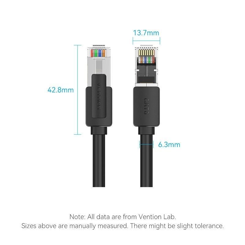 Cable de Red RJ45 UTP 26AWG Vention IKKBJ Cat.8/ Gaming/ 5m/ Negro - изображение 4