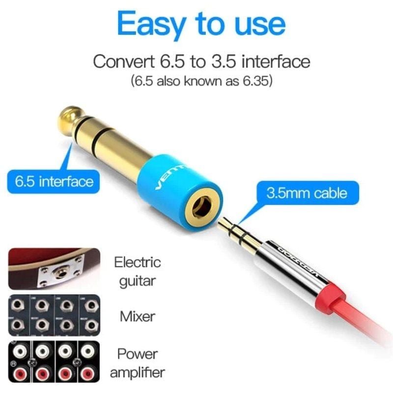 Adaptador Jack Vention VAB-S01-L/ Jack 6.5 Macho - Jack 3.5 Hembra/ Azul - изображение 2