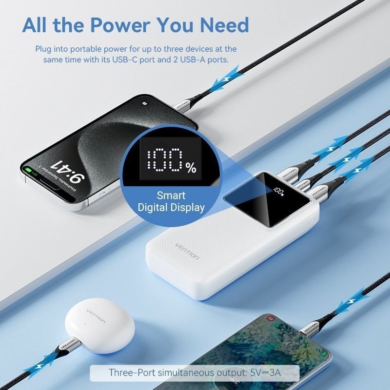 Powerbank 20000mAh Vention FHLW0/ 22.5W/ Blanca - изображение 4