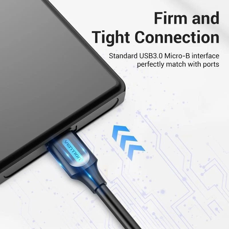 Cable USB 3.0 Vention CQPBF/ USB Macho - MicroUSB Macho/ USB 2.0 Macho/ 5Gbps/ 1m/ Negro - изображение 3