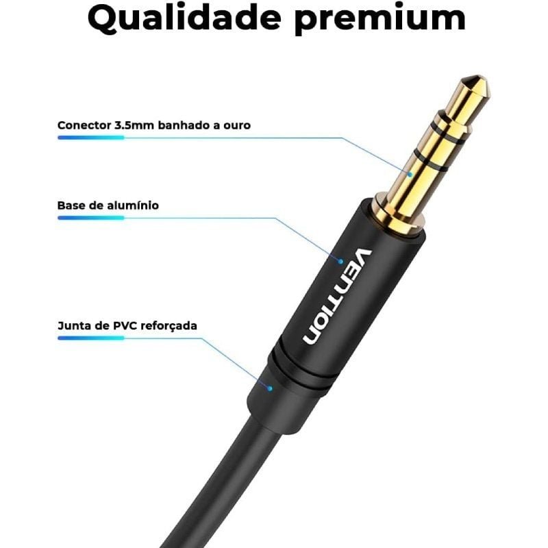 Cable Estéreo Vention BAKBF/ Jack 3.5 Macho - Jack 3.5 Macho/ 1m/ Negro - изображение 2