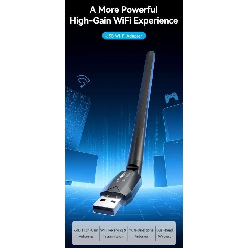 Adaptador USB - WiFi Vention KDUB0/ 650Mbps/ Incluye Drivers - изображение 2