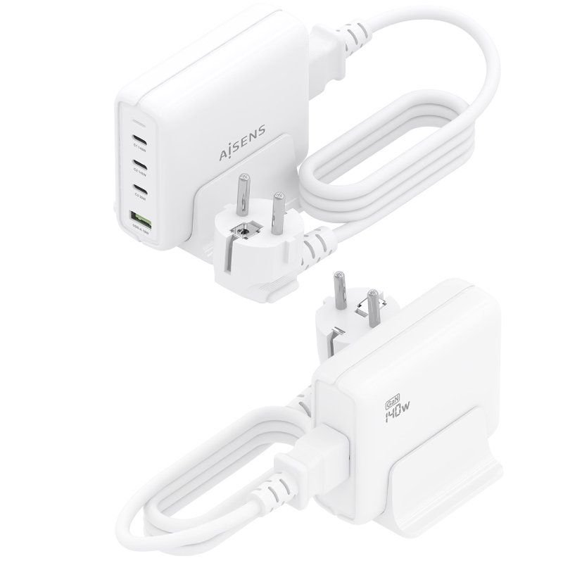 Cargador Sobremesa GaN Aisens ASCH-140W4P055-W/ 3xUSB Tipo-C/ 1xUSB/ 140W - изображение 3