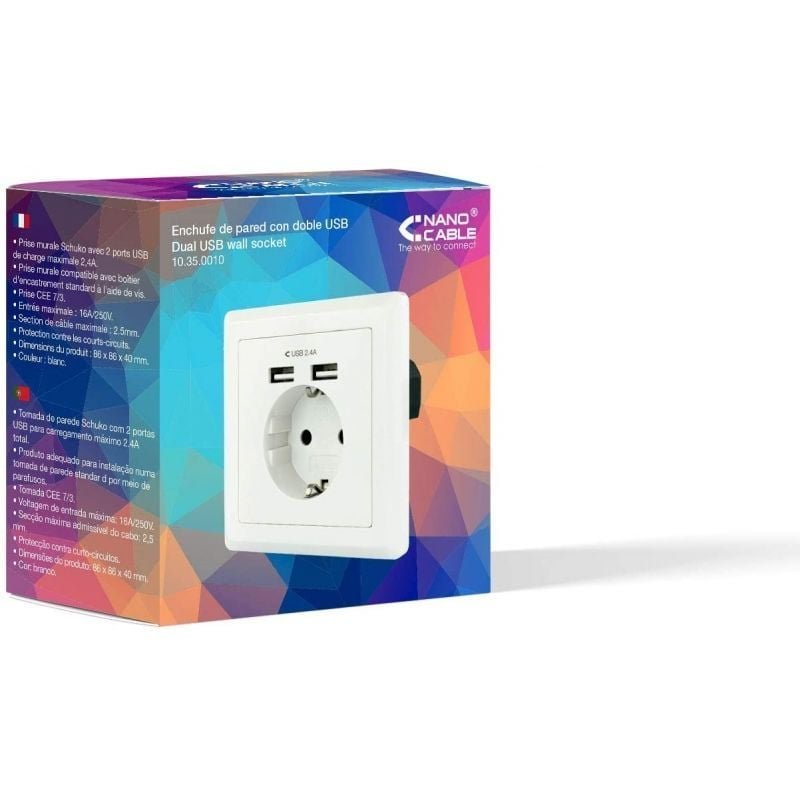 Roseta de Pared Nanocable 10.35.0010/ 1 Schuko/ 2 USB - изображение 5