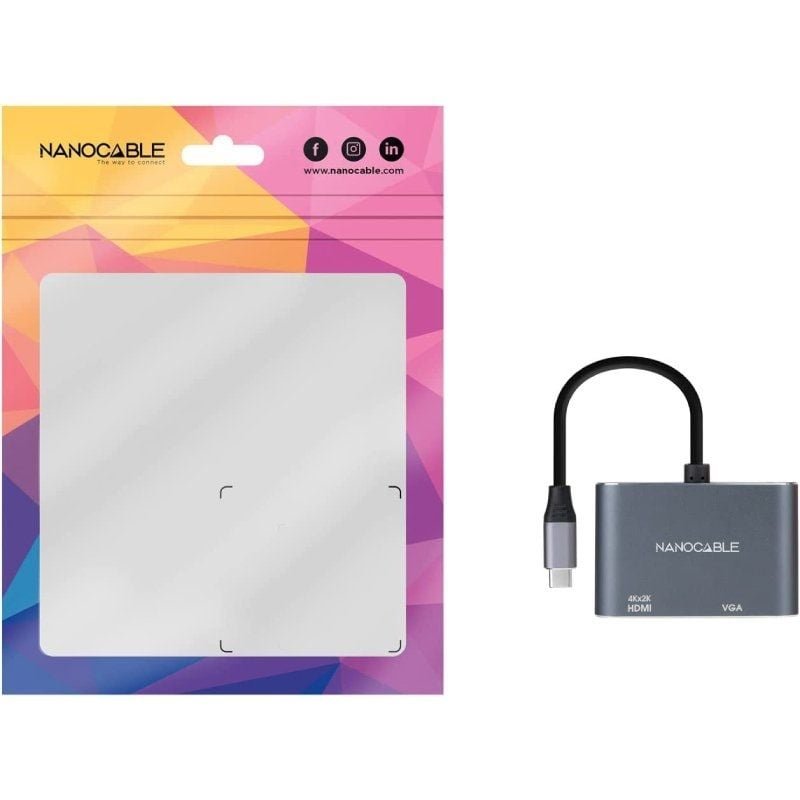 Conversor Nanocable 10.16.4303/ USB Tipo-C Macho/ HDMI Hembra - VGA Hembra/ 15cm/ Gris - изображение 4
