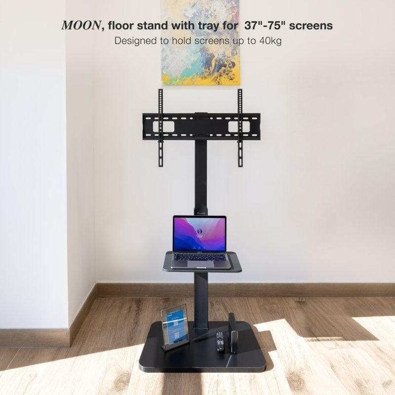 Soporte de Suelo Inclinable/ Ajustable TooQ MOON FS2287M-B para TV de 37-75"/ hasta 40kg - изображение 5