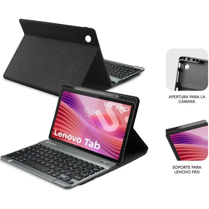 Funda con Teclado Subblim Shock Case Lenovo Tab 10.1" 2025/ Negra
