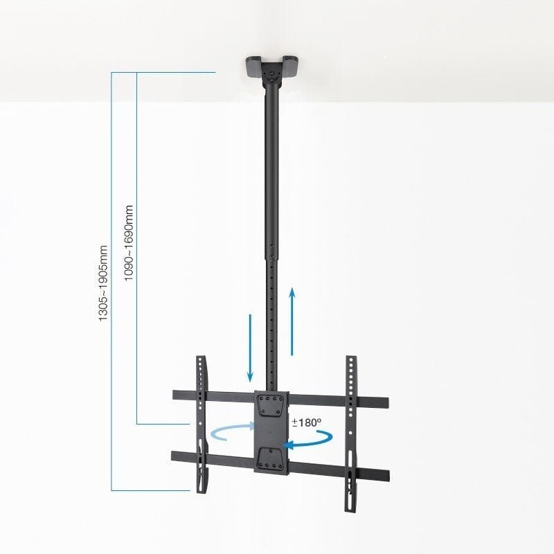 Soporte de Techo Giratorio/ Inclinable/ Nivelable TooQ LPCE1186TSLI-XL-B para TV de 43-86"/ hasta 60kg - изображение 3