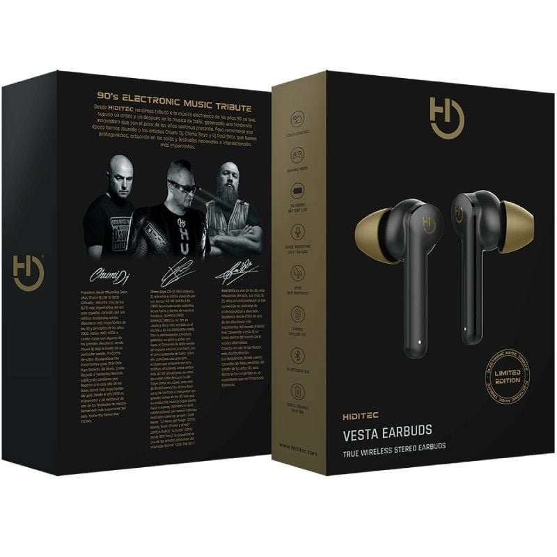 Auriculares Bluetooth Hiditec Vesta 90's Limited Edition con estuche de carga/ Autonomía 8h/ Negros - изображение 5