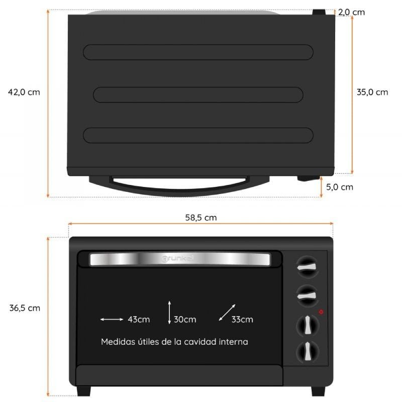 Horno de Sobremesa Grunkel HR-48RMRUSTI/ 2000W/ Capacidad 48L - изображение 4