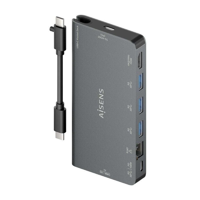 Docking USB Tipo-C Aisens ASUC-8P015-GR/ 1xHDMI/ 3xUSB/ 1xRJ45/ 1xLector Tarjetas / 1xUSB Tipo-C/ Gris - изображение 3