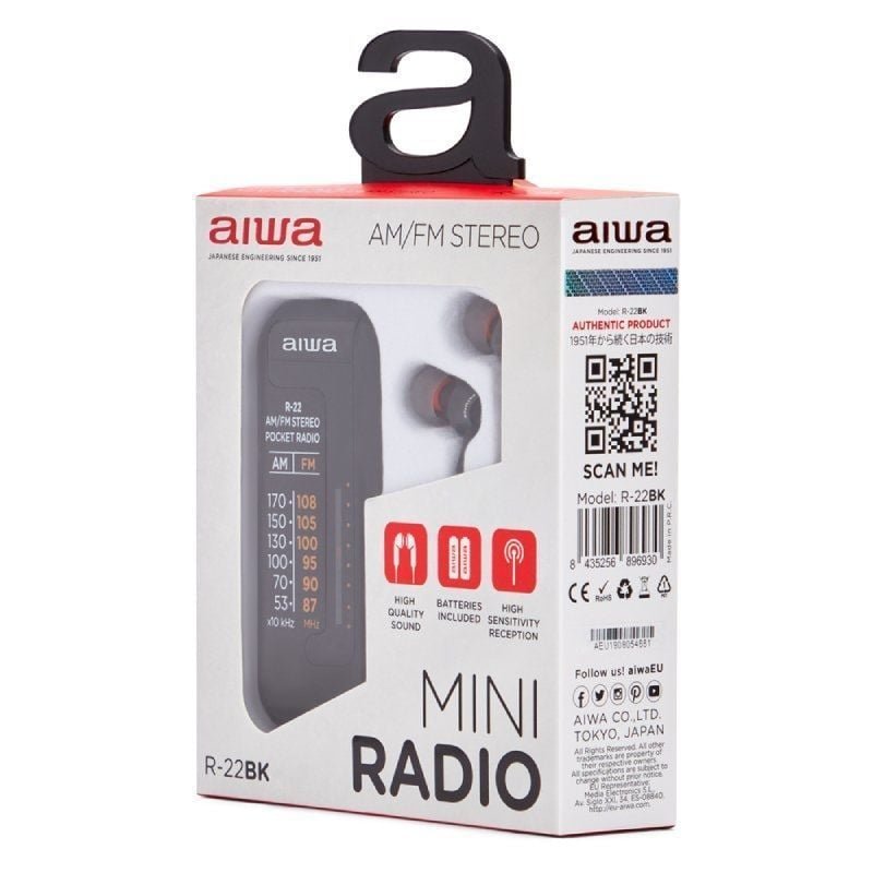Radio Portátil Aiwa R-22BK/ con Batería/ a Pilas/ Negra - изображение 5