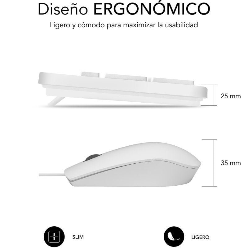 Teclado y Ratón Subblim Combo Business Slim Silencioso/ Blanco - изображение 2