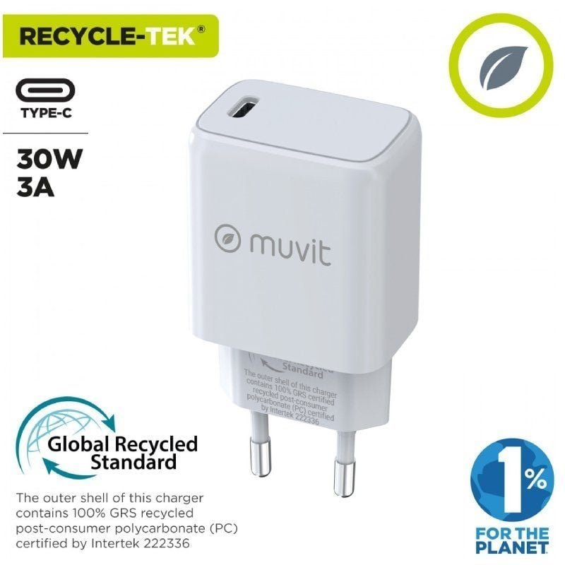 Cargador de Pared Muvit For Change MCACC0014/ 1xUSB Tipo-C/ 30W - изображение 2