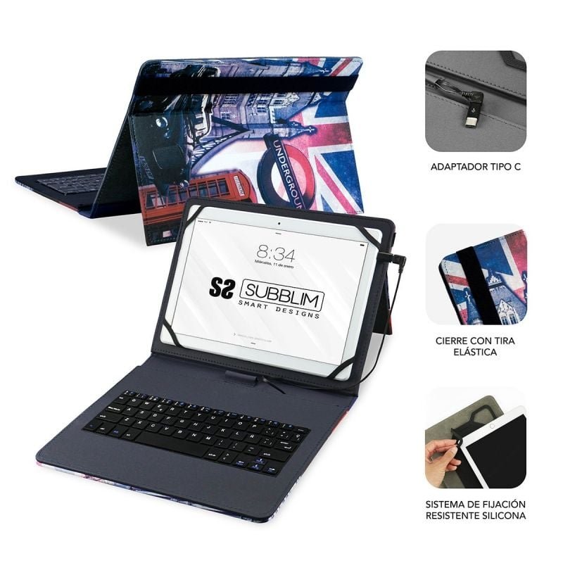 Funda con Teclado Subblim Keytab Pro USB England para Tablets de 10.1"-11" - изображение 2