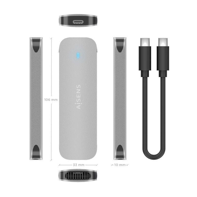 Caja Externa para Disco SSD M.2 NVMe Aisens ASM2-025SL/ USB 3.2/ Sin tornillos - изображение 4