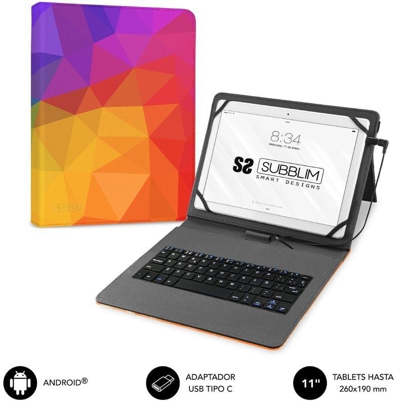 Funda con Teclado Subblim Keytab USB 11" Triángulos USB para Tablets de 11" - изображение 5