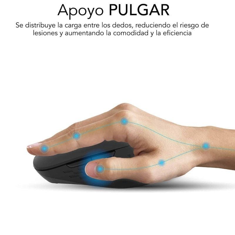 Ratón Ergonómico Inalámbrico por Bluetooth/ 2.4GHz Subblim Curve Ergo Dual Battery/ Batería recargable/ Hasta 1600 DPI/ Negro - изображение 5