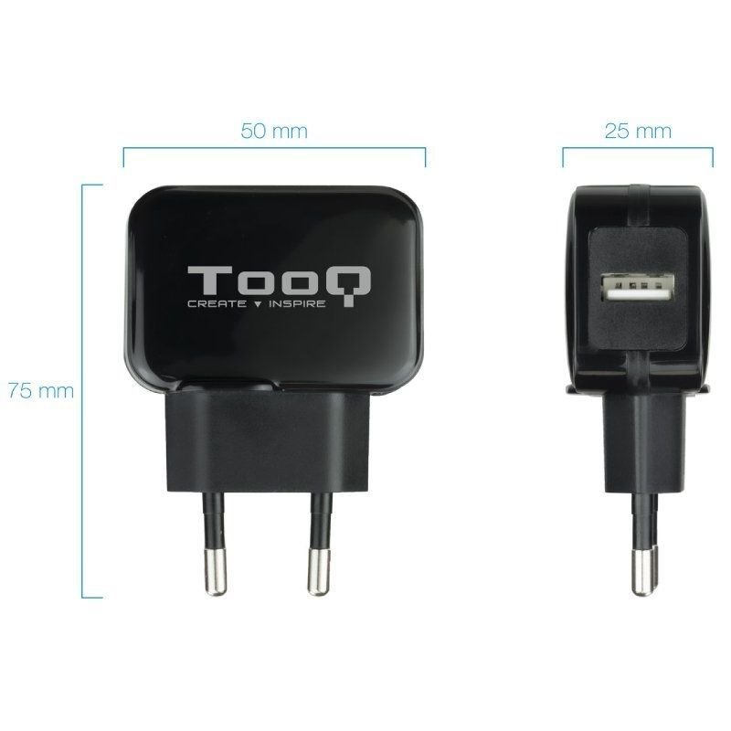 Cargador de Pared TooQ TQWC-1S01/ 1xUSB/ 12W/ Negro - изображение 2