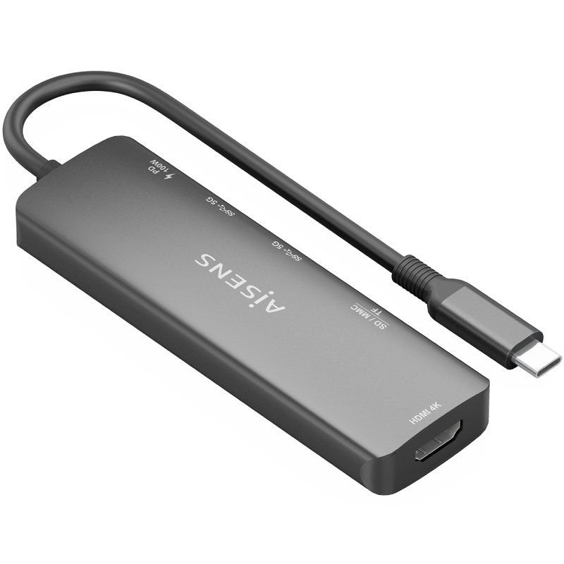 Docking USB Tipo-C Aisens ASUC-5P011-GR/ 1xHDMI/ 2xUSB/ 1xUSB Tipo-C PD/ 1xLector Tarjetas/ Gris - изображение 2