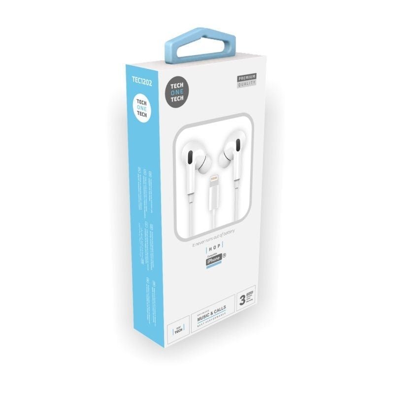 Auriculares Intrauditivos Tech One Tech earTECH HOP TEC1202/ con Micrófono/ Lightning/ Blancos - изображение 3