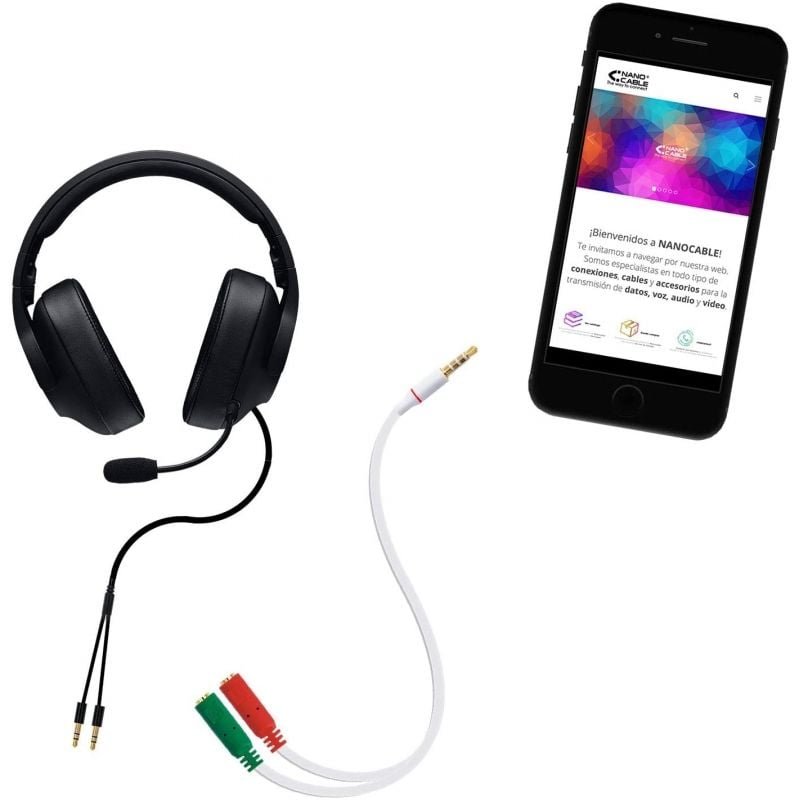 Cable Estéreo Nanocable 10.24.1201/ Jack 3.5 Macho - 2x Jack 3.5 Hembra/ 20cm/ Blanco - изображение 3