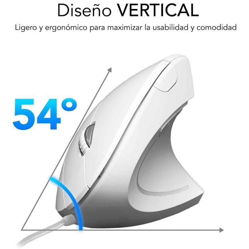 Ratón Vertical Subblim Glide Vertical Ergo Wired/ Hasta 1600 DPI/ Blanco - изображение 3