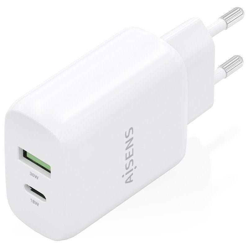 Cargador de Pared GaN Aisens A110-0923/ 1xUSB Tipo-C/ 1xUSB/ 30W/ Blanco - изображение 2