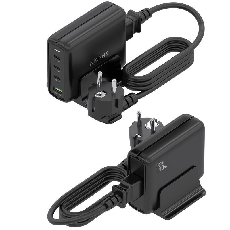 Cargador Sobremesa GaN Aisens ASCH-140W4P056-BK/ 3xUSB Tipo-C/ 1xUSB/ 140W - изображение 3
