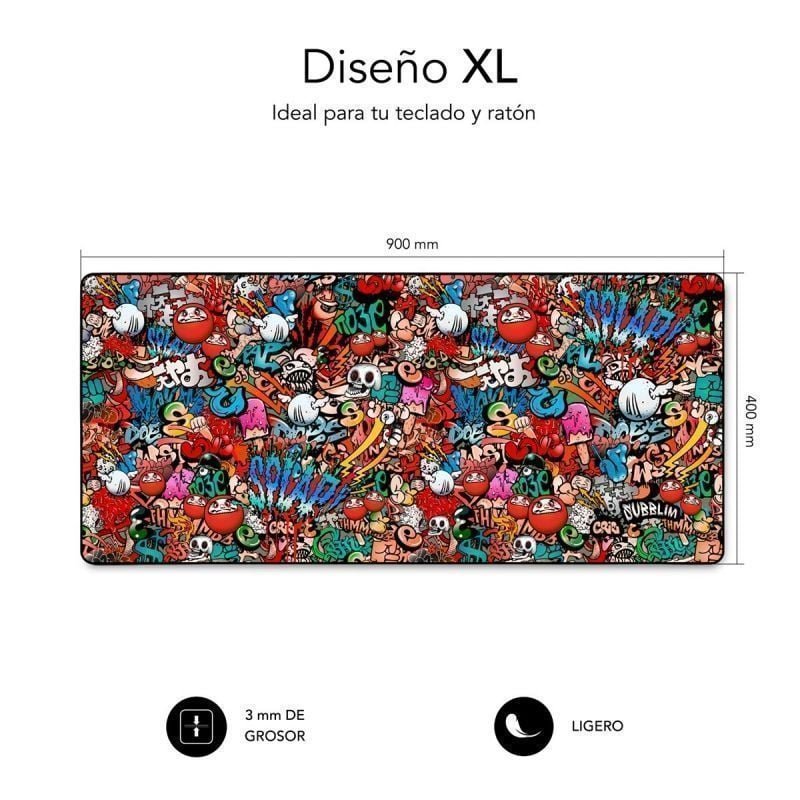 Alfombrilla Subblim 01PUW02 Graffiti XL/ 900 x 400 x 3 mm - изображение 3