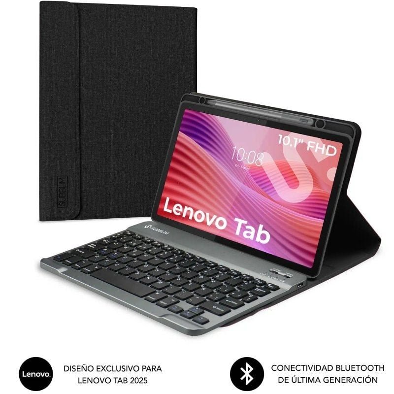 Funda con Teclado Subblim Shock Case Lenovo Tab 10.1" 2025/ Negra