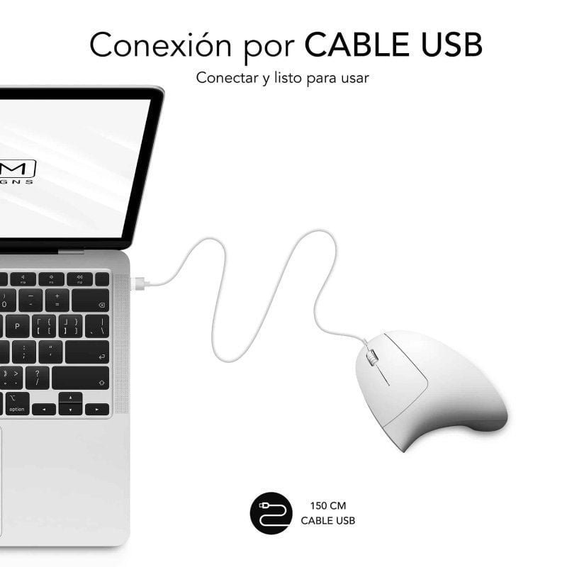 Ratón Vertical Subblim Glide Vertical Ergo Wired/ Hasta 1600 DPI/ Blanco - изображение 2