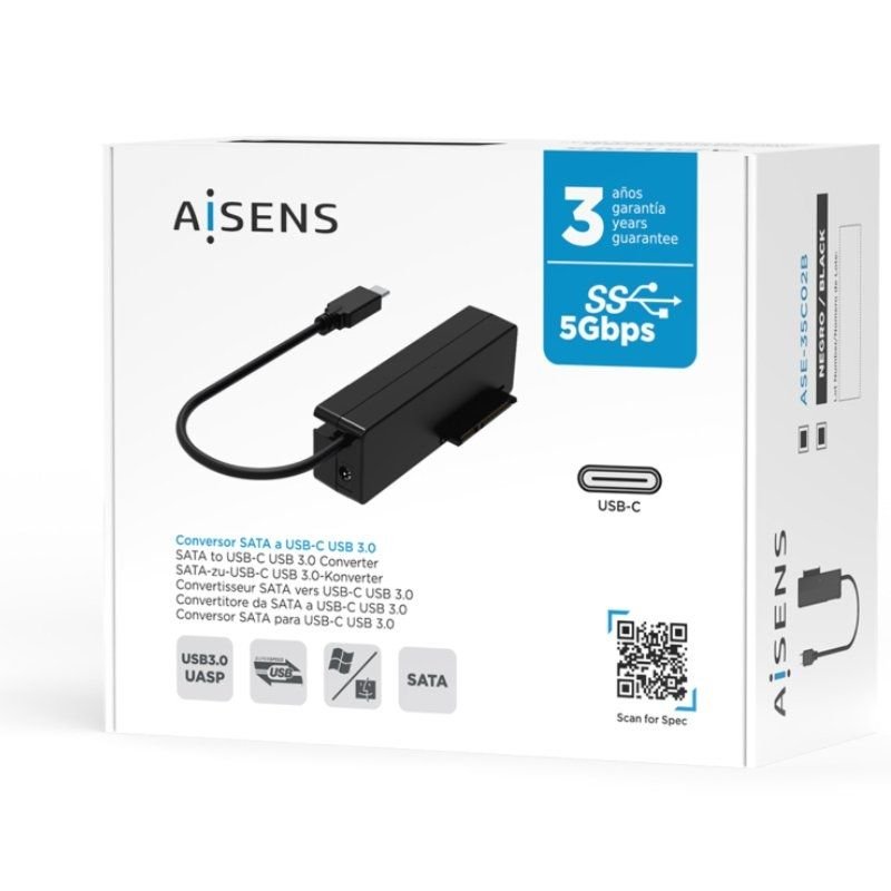Adaptador para Discos Duros 2.5"/3.5" Aisens ASE-35C02B/ USB Tipo-C - SATA/ con Alimentador - изображение 5