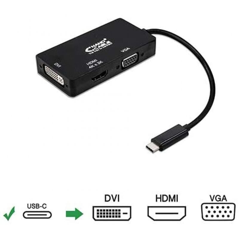Conversor Nanocable 10.16.4301-BK/ USB Tipo-C Macho - VGA Hembra/ DVI Hembra/ HDMI Hembra/ 10cm/ Negro - изображение 3