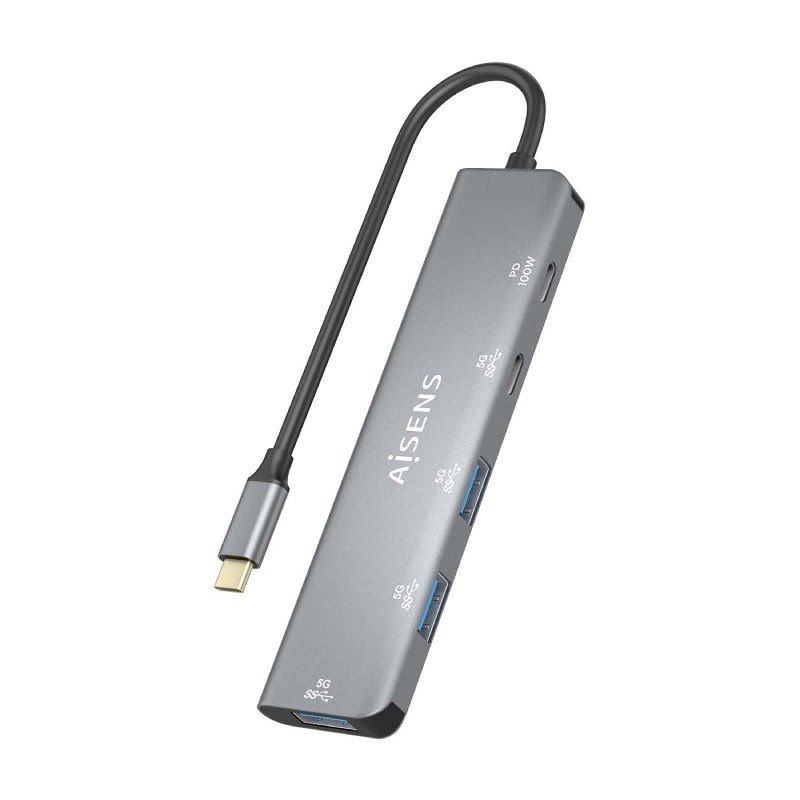 Hub USB Tipo-C Aisens A109-0857/ 3xUSB/ 1xUSB Tipo-C/ 1xUSB Tipo-C PD/ Gris - изображение 3
