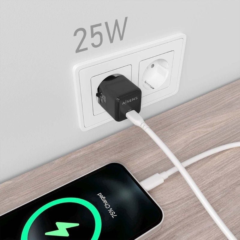 Cargador de Pared GaN Aisens ASCH-25W1P013-BK/ 1xUSB Tipo-C/ 25W - изображение 5