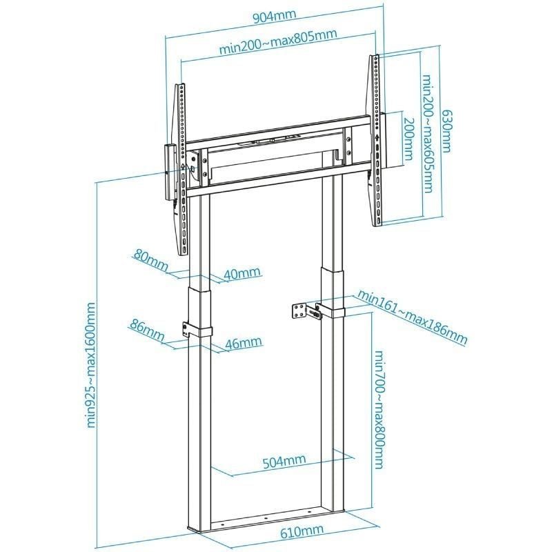 Soporte de Pared Fijo/ Suelo TooQ HIPERIÓN FS2280M-B para TV de 55-100"/ hasta 120kg - изображение 4