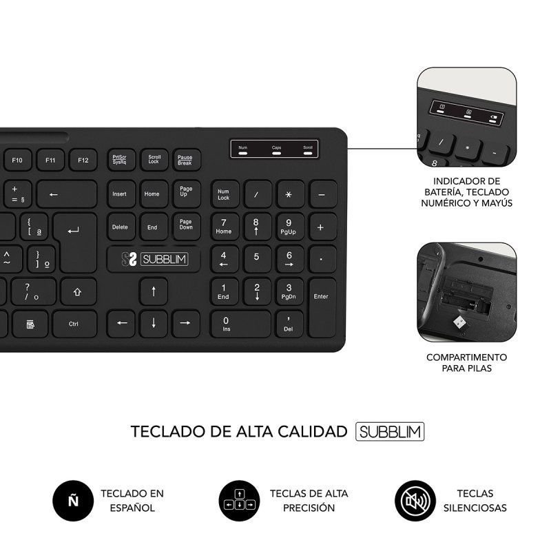Teclado y Ratón Inalámbrico Subblim Combo Business Slim CSSW10 - изображение 3