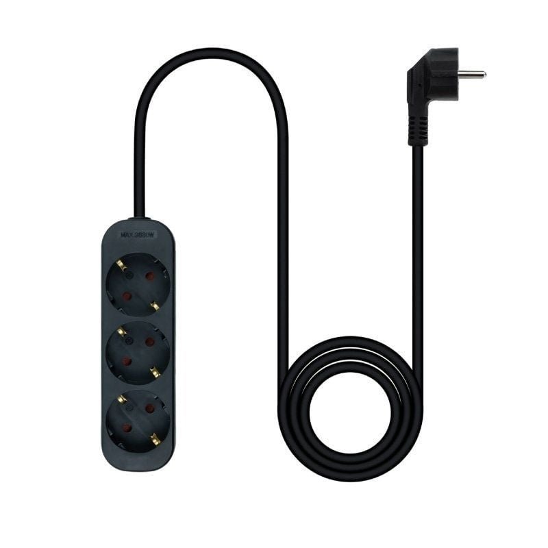 Regleta Nanocable 10.38.0003-NS-BK/ 3 Tomas de Corriente/ Cable 1.4m/ Negra - изображение 2