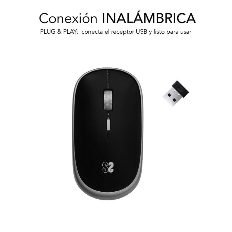 Ratón Mini Inalámbrico Subblim Wireless Mini/ Hasta 1600 DPI/ Gris Espacial - изображение 2
