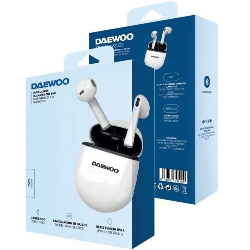 Auriculares Bluetooth Daewoo DW2006 con estuche de carga/ Autonomía 5h/ Blancos - изображение 5