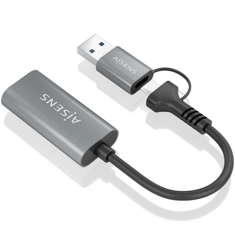 Conversor HDMI Aisens A109-0913/ USB + USB Tipo-C 3.1 Macho - HDMI Macho/ 15cm/ Gris - изображение 3