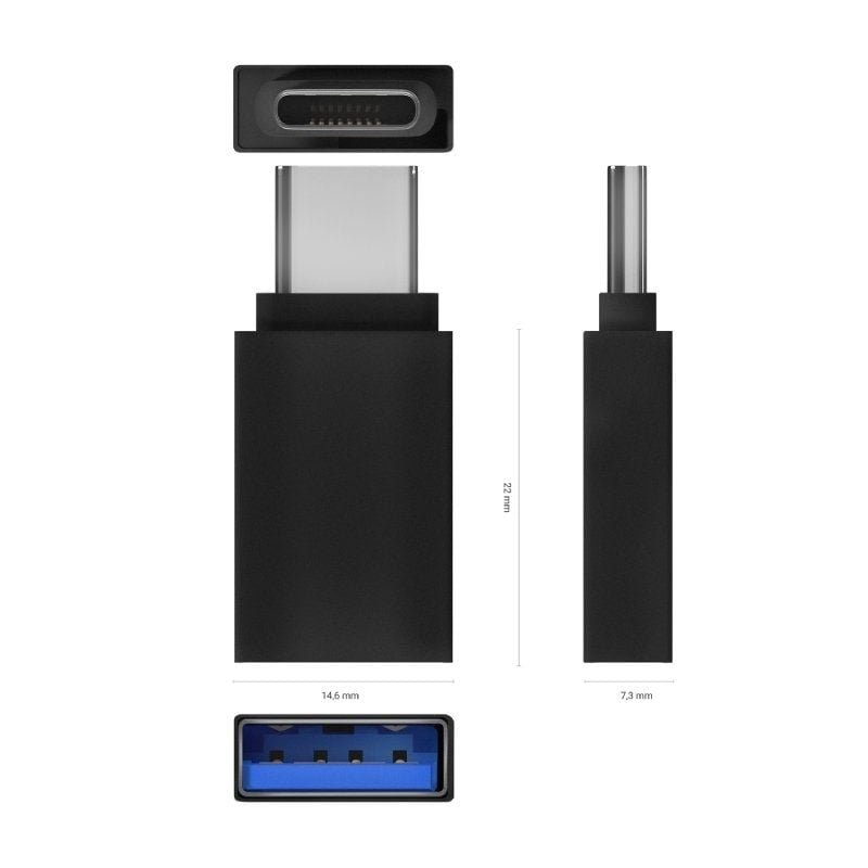 Adaptador USB 3.2 Aisens A108-0717/ USB Hembra - USB Tipo-C Macho/ Negro - изображение 3