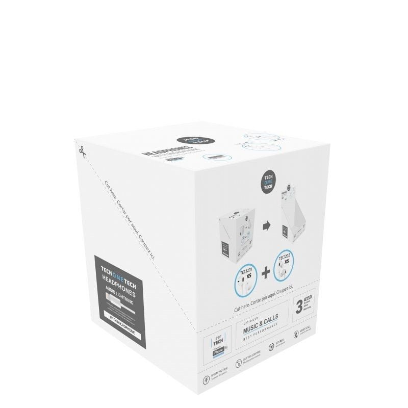 Expositor de Auriculares Tech One Tech earTECH TEC1203/ con Micrófono/ Lightning/ Incluye 10 Auriculares Blancos - изображение 2
