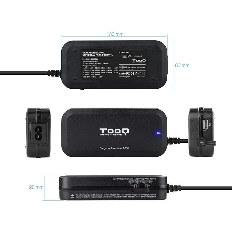 Cargador de Portátil TooQ TQLC-90BS02M/ 90W/ Manual/ 12 Conectores/ Voltaje 15-24V/ 1 USB - изображение 4