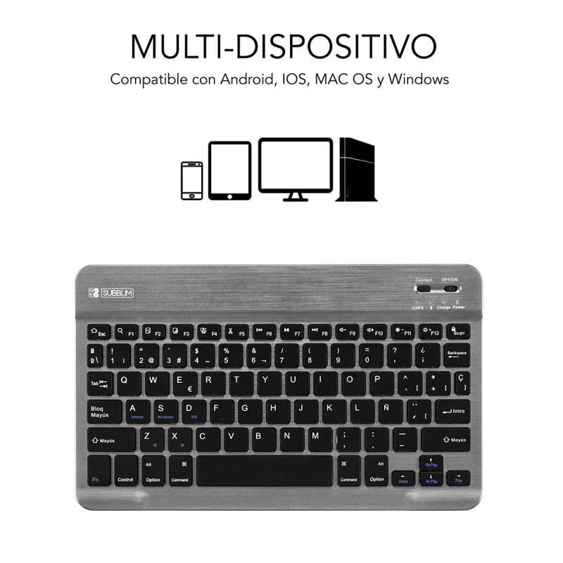 Teclado Compacto Inalámbrico por Bluetooth Subblim Smart/ Gris - изображение 2